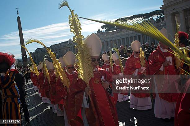 Cardinals during the Palm Sunday celebrations at St Peter's square on March 29, 2015 at the Vatican. On Palm Sunday Christians celebrate Jesus'...