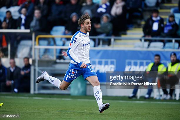 Christoffer Nyman of IFK Norrkoping during the allsvenskan match between IFK Norrkoping and Hammarby IF at Ostgotaporten on April 26, 2016 in...