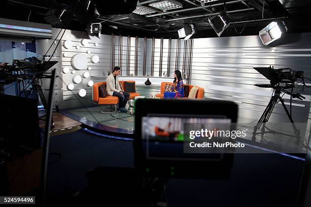 Mohammed Assaf, Palestinian Arab Idol winner - 2013 and regional youth ambassador for the UN relief and works Agency , during his television...