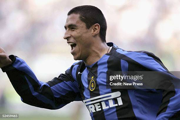 Ivan Cordoba of Inter Milan celebrates after scoring during the Serie A match between Inter Milan and Fiorentina at the Giuseppe Meazza San Siro...