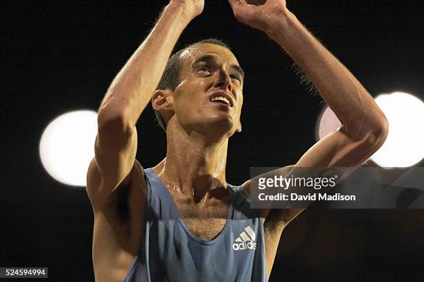 Alan Culpepper reacts after winning the men's 10,000m final at the US Outdoor Championships in Stanford, California.