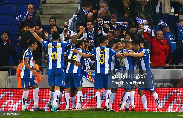 December 19- SPAIN: Espanyol players celebration during the match between RCD Espanyol and UD Las Palmas, corresponding to the week 16of the spanish...