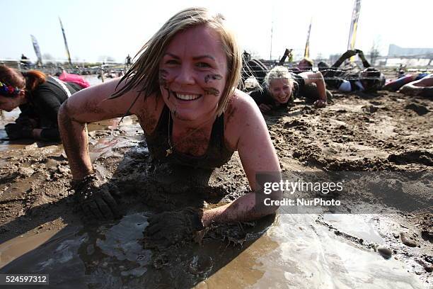 Sopot, Poland 11th, April 2015 The Runmageddon Rekrut extreme run in Sopot at Sopot's hippodrome. Over 1800 participants run, overcoming difficult...