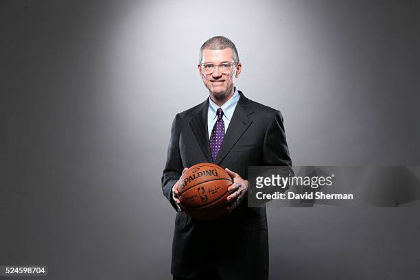 Scott Layden, General Manager, of the Minnesota Timberwolves pose for portraits on April 26, 2016 at the Minnesota Timberwolves and Lynx Courts at...