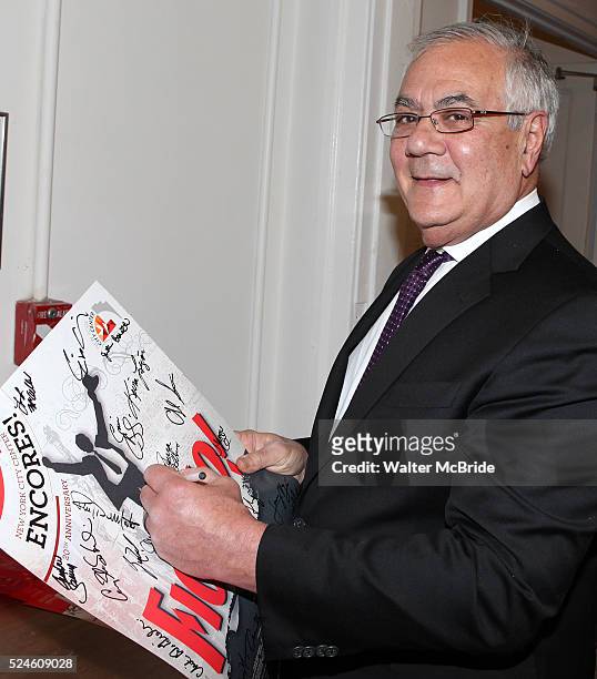 Former congressman Barney Frank backstage after he makes his stage debut in 'Fiorello!', the opening musical of New York City Center's Encores! 20th...