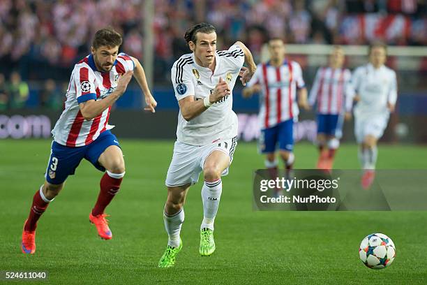 Gareth Bale of Real Madrid during the UEFA Champions League Quarter Final First Leg match between Club Atletico de Madrid and Real Madrid CF at...