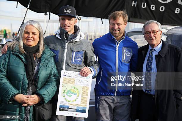 December- SPAIN: Alex Thomson and Pepe Ribes, with the Major of Barcelona, Xavier Trias, and the Deputy Major, Maite Fandos, in the welcome the...