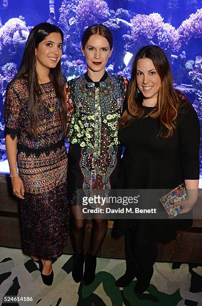 Noor Fares, Eugenie Niarchos and Mary Katrantzou attend the launch of the new Venyx Oseanyx collection hosted by Eugenie Niarchos and Lucy Yeomans at...