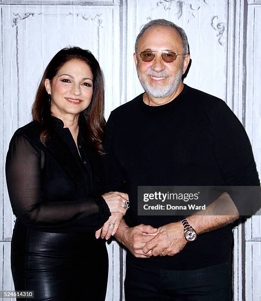 Gloria Estefan and Emilio Estefan appear to discuss "On Your Feet" during the AOL BUILD Series at AOL Studios In New York on April 26, 2016 in New...
