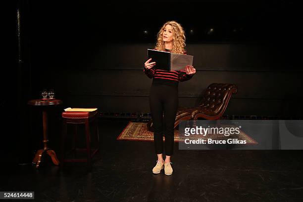 Kyra Sedgwick is the latest actor to perform in the new play "White Rabbit Red Rabbit" at The Westside Theatre on April 25, 2016 in New York City.
