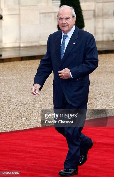Of French holding company FIMALAC, Marc Ladreit de Lacharriere arrives to attend a state dinner with French President Francois Hollande and...