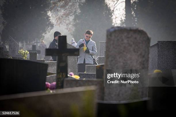 November 2015 - On Sunday people are seen going to the cemetery to commemorate the dead. All Saints Day in Poland is also the day victims of World...