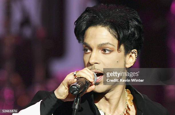 Musician Prince performs onstage at the 36th Annual NAACP Image Awards at the Dorothy Chandler Pavilion on March 19, 2005 in Los Angeles, California.