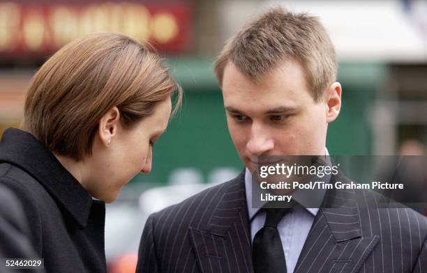 Alexander, the Earl of Ulster, and his wife Clare, the Countess of Ulster, attend the memorial service for HRH Princess Alice at St Clement Danes on...