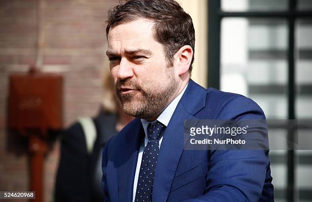 Secretary of State for Justice Klaas Dijkhoff is seen arriving at the weekly council of ministers in The Hague on Friday. Secretaries of State are...