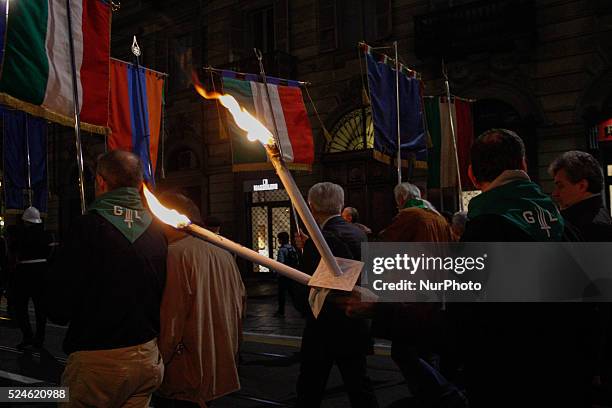 Torchlight for the 70th anniversary of the Liberation of Italy. April 25 is the symbol of the victorious struggle of resistance and military policy...