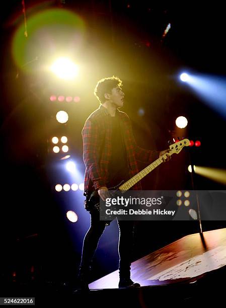Calum Hood of 5 Seconds of Summer performs at 3 Arena on April 26, 2016 in Dublin, Ireland.