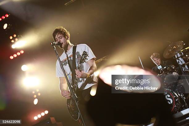 Luke Hemmings of 5 Seconds of Summer performs at 3 Arena on April 26, 2016 in Dublin, Ireland.