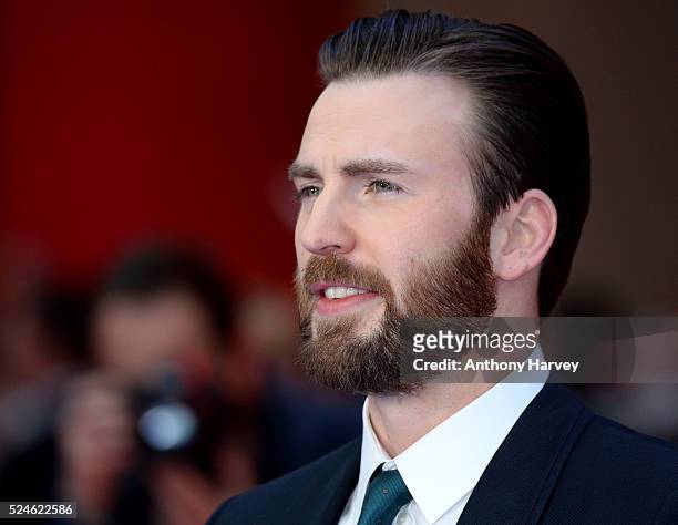 Chris Evans attends the European premiere of 'Captain America: Civil War' at Vue Westfield on April 26, 2016 in London, England