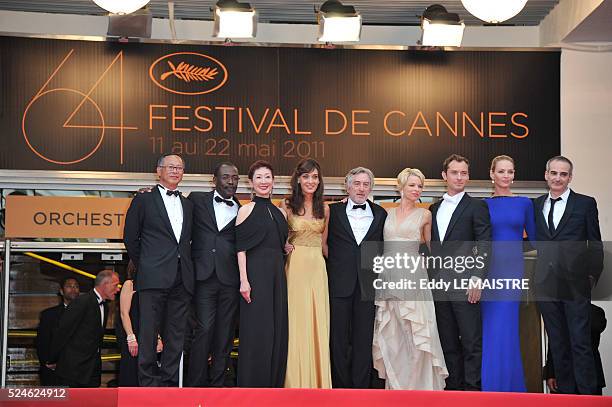 Jury Members Mahamat-Saleh Haroun, Johnnie To, Nansun Shi, Martina Gusman, Jury President Robert De Niro, Linn Ullmann, Jude Law, Uma Thurman and...