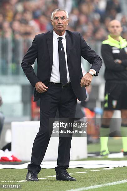 Atalanta coach Edoardo Reja during the Serie A football match n.9 JUVENTUS - ATALANTA on 25/10/15 at the Juventus Stadium in Turin, Italy.