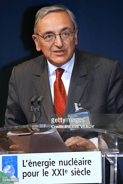 Executive director of the International Energy Agency Claude Mandil delivers a speech during a ministerial international conference "Nuclear Energy...