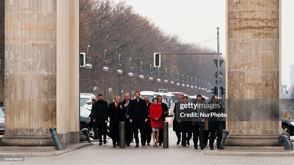 King Philip VI. and Queen Letizia of Spain at Brandenburg Gate
