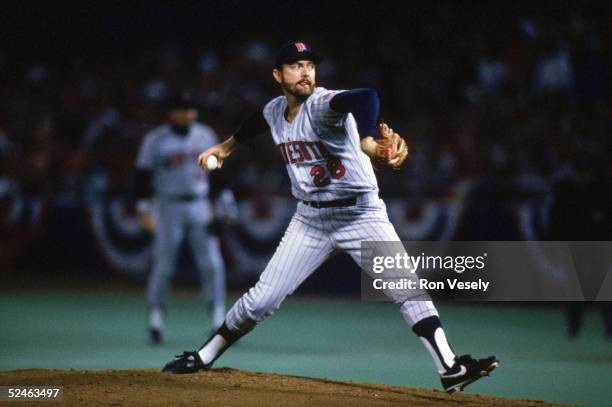 Bert Blyleven of the Minnesota Twins winds up for a pitch during game five of the 1987 World Series against the St. Louis Cardinals at Busch Stadium...