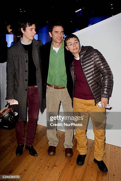 Blas Roca Rey and his sons attend the 'Guest' premiere at Golden theater in Rome on February 4