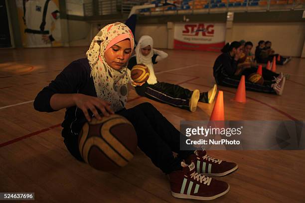 Palestinian girls basketball training exercise in Gaza City as part of an initiative to empower young girls. In Gaza City on September 7 aged between...