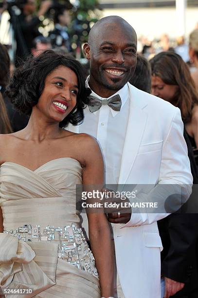 Jimmy Jean-Louis and Evelyn Stock at the premiere of ?Of God and Men? during the 63rd Cannes International Film Festival.
