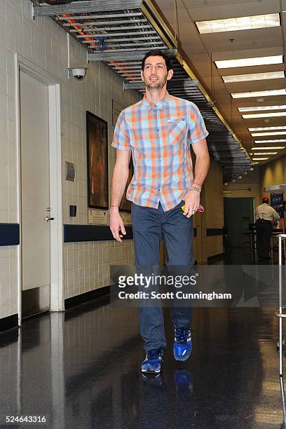 Kirk Hinrich of the Atlanta Hawks arrives for Game Five of the Eastern Conference Quarterfinals between the Boston Celtics and Atlanta Hawks during...