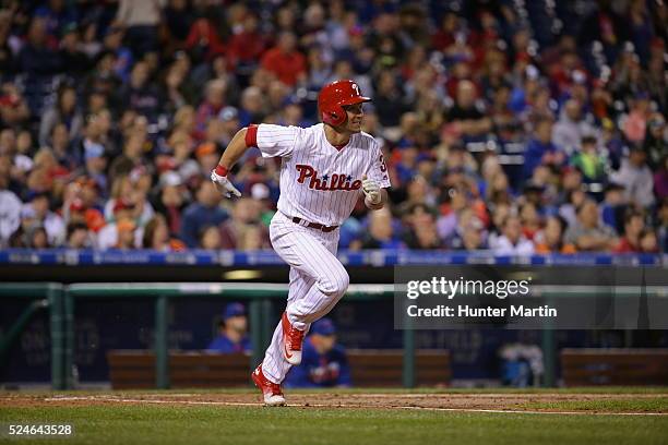 David Lough of the Philadelphia Phillies during a game against the New York Mets at Citizens Bank Park on April 20, 2016 in Philadelphia,...