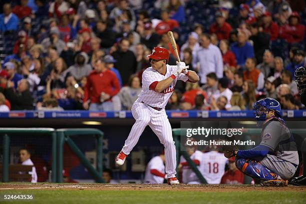 David Lough of the Philadelphia Phillies during a game against the New York Mets at Citizens Bank Park on April 20, 2016 in Philadelphia,...