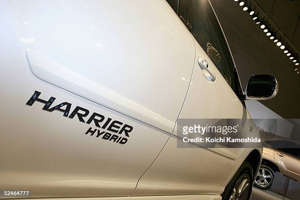 Toyota Motor Corporation's newly developed hybrid SUV, the Harrier Hybrid is on display during a press conference on March 22, 2005 in Tokyo, Japan....