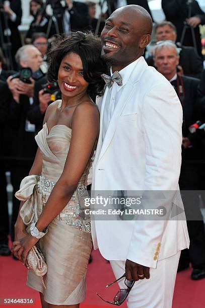 Jimmy Jean-Louis and Evelyn Stock at the premiere of ?Of God and Men? during the 63rd Cannes International Film Festival.