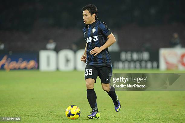 Yuto Nagatomo of FC Internazionale Milano during the Serie A match between SSC Napoli and Parma FC at Stadio San Paolo on Dicembre 15, 2013 in...