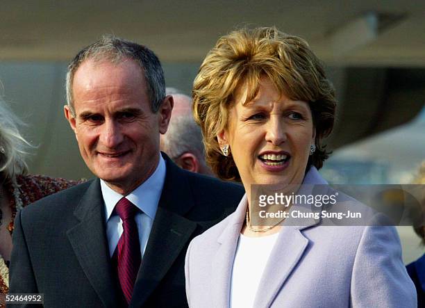 Mary McAleese, the President of Ireland arrives in South Korea with her husband Dr. Martin McAleese at Gimpo International airport on March 22, 2005...