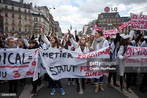 Third demonstration of the midwives in Paris from Denfert Rochereau to the health ministery. They want to be recongnize as medical personnel. Some...