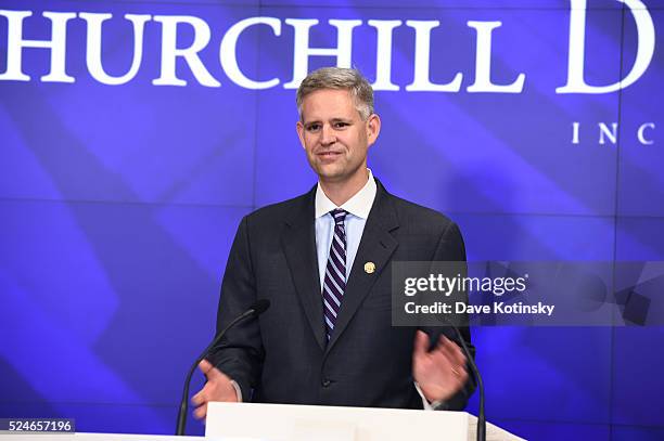 William Carstanjen, Chief Executive Officer, Churchill Downs poses before Churchill Downs Incorporated Rings The NASDAQ Closing Bell at NASDAQ on...