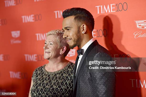 Carmen Larbalestier and Formula One racing driver Lewis Hamilton attend 2016 Time 100 Gala, Time's Most Influential People In The World red carpet at...