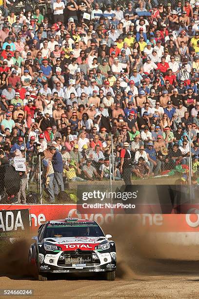 Kris Meeke and Paul Nagle in Citroen DS3 WRC of team Citroen Total Abu Dhabi WRT in action during the SS1 Lousada of WRC Vodafone Rally Portugal...