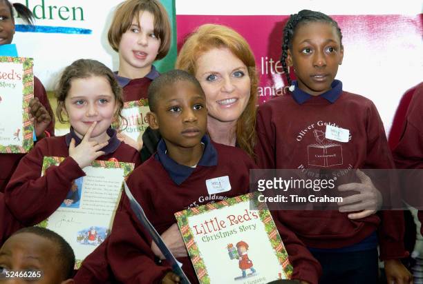 Sarah Duchess of York visits the former school of Damilola Taylor, Oliver Goldsmith School in Peckham to see the work of 'Springboard for Children',...