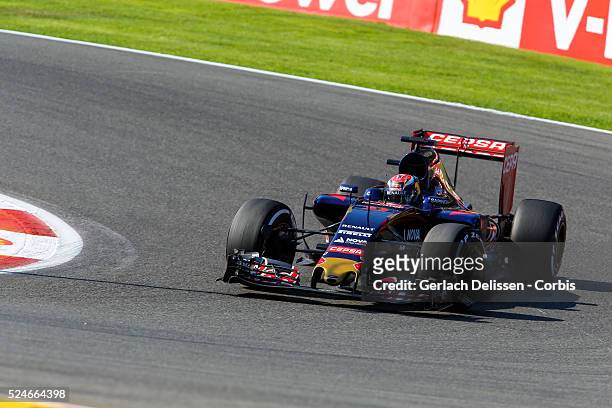 Max Verstappen of the Scuderia Toro Rosso Team during the 2015 Formula 1 Shell Belgian Grand Prix free practise 1 at Circuit de Spa-Francorchamps in...