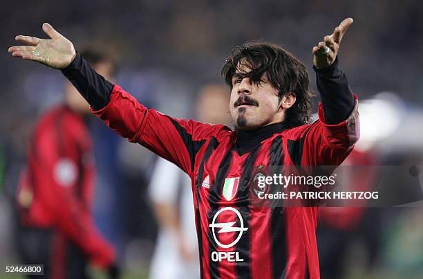 Picture taken 18 December 2004 of AC Milan's midfielder Gennaro Gattuso at delle Alpi stadium in Turin. Gennaro Gattuso, along with Milan teammate...