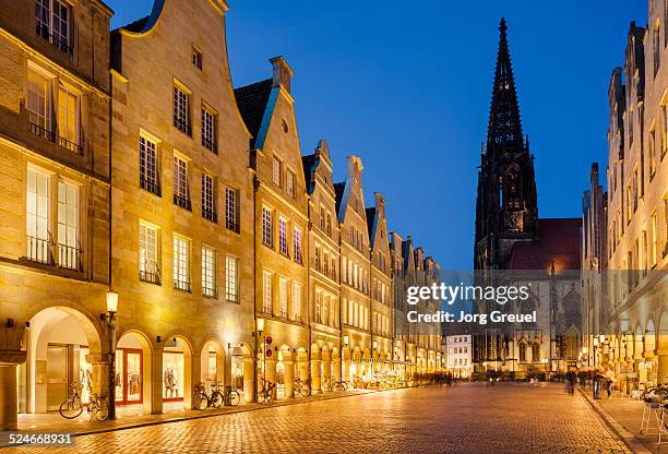 prinzipalmarkt and st. lambert's church - north rhine westphalia stock-fotos und bilder