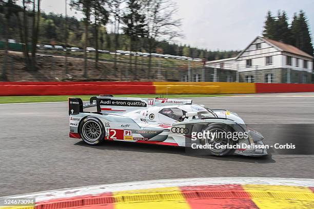 Class Audi Sport Team Joest Audi R18 e-tron quattro of Tom Kristensen / Allan McNish / Lo��c Duval in action during Free Practice 2 at Round 2 of the...