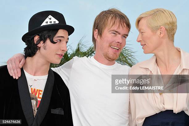 Ezra Miller, Rory Stewart Kinnear and Tilda Swinton at the photo call for "We need to talk about Kevin" during the 64th Cannes International Film...