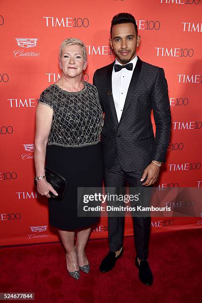 Carmen Larbalestier and Formula One racing driver Lewis Hamilton attend 2016 Time 100 Gala, Time's Most Influential People In The World red carpet at...