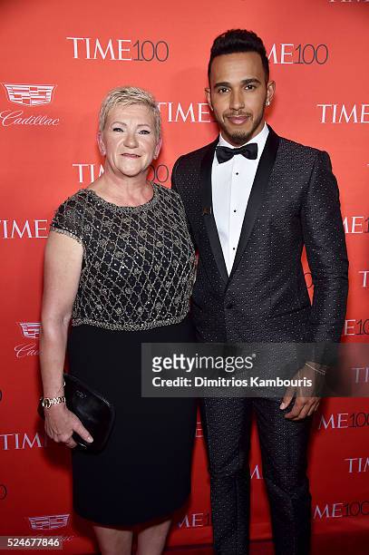 Carmen Larbalestier and Formula One racing driver Lewis Hamilton attend 2016 Time 100 Gala, Time's Most Influential People In The World red carpet at...